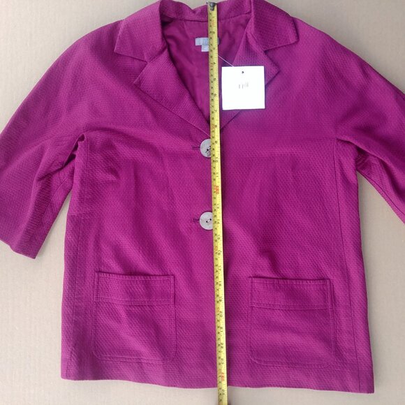 NEW J Jill Pinkish Burgundy Silk Cotton Short Sleeve Jacket Cover Top - Picture 4 of 9